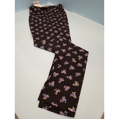 Leggings Fantasia Fiorata viola su nero Cotone elasticizzato  Lyrian '80 Vintage