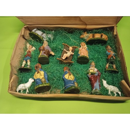 Nativity  Set Presepe Nuovo  in plastica Completo scatola usurata Vintage Italy