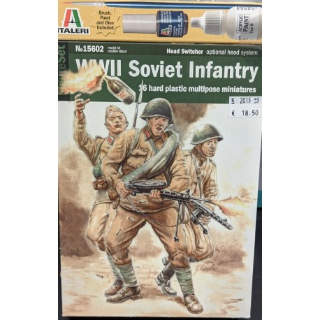 WWII Soviet Infantry Figures 16 Soldiers  1/56 Cod 15602 Italeri