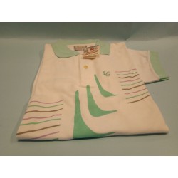 Polo Cotone Bianco e Verde Taglia 50  Elleci Sport Vintage Nuovo