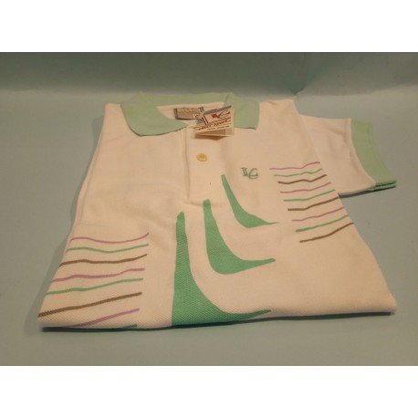 Polo Cotone Bianco e Verde Taglia 50  Elleci Sport Vintage Nuovo