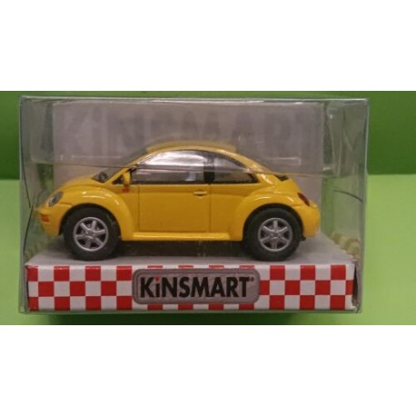 VW New Beetle (yellow) pullback mechanism 1/64 ca (diecast-metal) Kinsmart