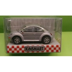 VW New Beetle (silver) pullback mechanism 1/64 ca (diecast-metal) Kinsmart