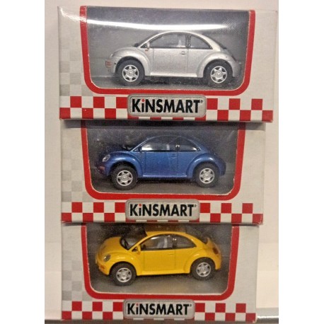 VW New Beetle - set di 3 mod. - pullback  1/64 ca (diecast-metal) Kinsmart