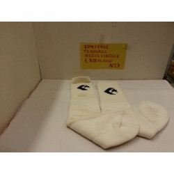 Calzettoni Coppia Tubolari in Cotone colore Bianco con Logo Converse Vintage 