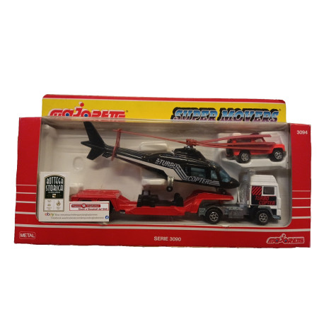 MAJORETTE SUPER MOVERS HELICOPTER TRANSPORTER SET 3090 vintage 1/64 appx.