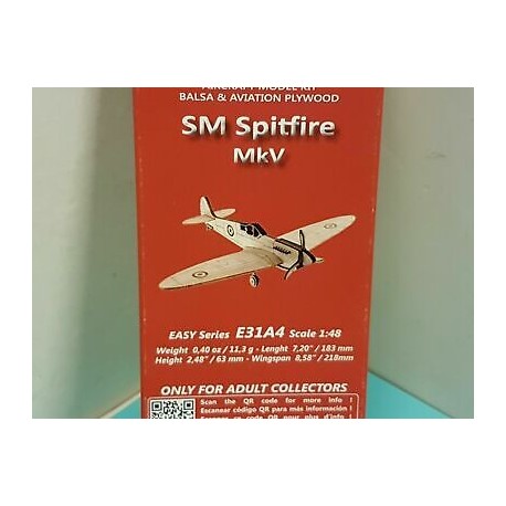 SM Spitfire Mkv Balsa Aircraft Model Kit scala 1:48 E031A4 Anner Factory