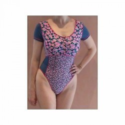 Body Donna Anton ½ Manica Blu e Fiori  Misura II