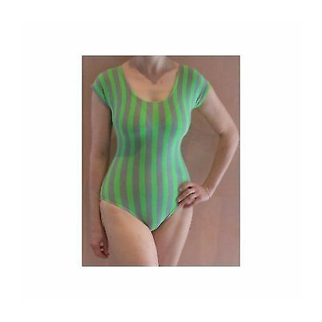 Body Donna Lyrian Kimono Rigato Fluo Verde Misura A (40-42)