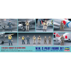 Pilot Figure Set Plastic Scale Kit Axis & Allies Hasegawa 36107 1:48 WWII