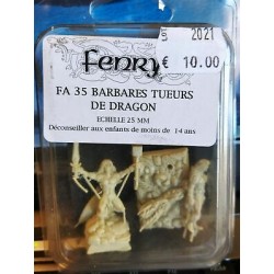 Barbari con testa di Drago Fantasy   Fa 35 Resin Miniature 25 mm Fenryll