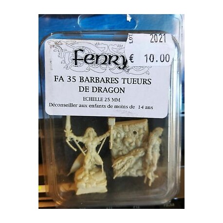 Barbari con testa di Drago Fantasy   Fa 35 Resin Miniature 25 mm Fenryll