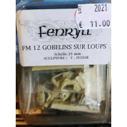 Goblin Cavalca Lupi Fantasy FM 12 Resin Miniature 25 mm Fenryll