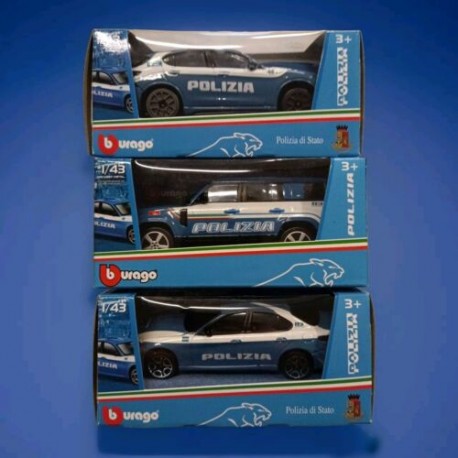 Polizia di Stato Auto 2024 Alfa, Land Rover tre Auto Metal 1:43   Burago BBurago