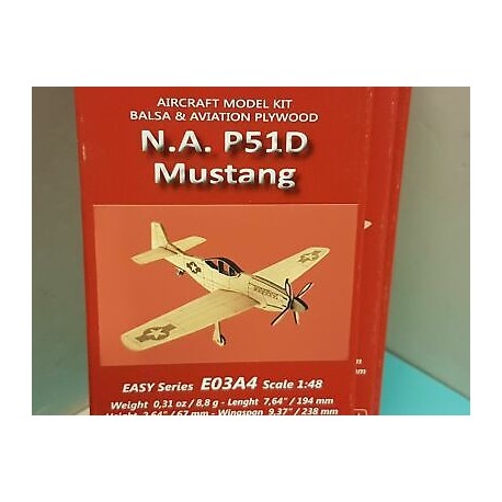 NA P51D Mustang Balsa Aircraft Model Kit scala 1:48 E03A4 Anner Factory