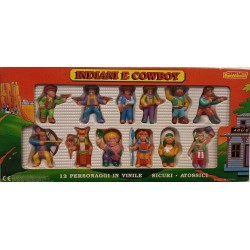 Indiani e Cowboy - set 12 personaggi in vinile  - 5 cm. cad. Ceppi Ratti Vintage