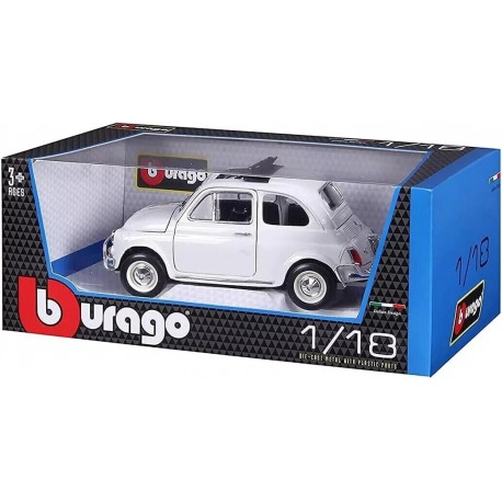 Fiat 500 F (Bianca) Auto Metal 1:18 Burago BBurago