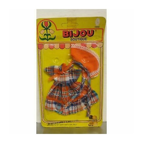 Bijou Boutique - Completino  scozzese con cappellino per Bambola Bijou - Ceppi R