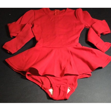 Body Pattinaggio Gonnellino Rosso TG.128 Medicobri Gimnastik Dress Vintage Nuovo