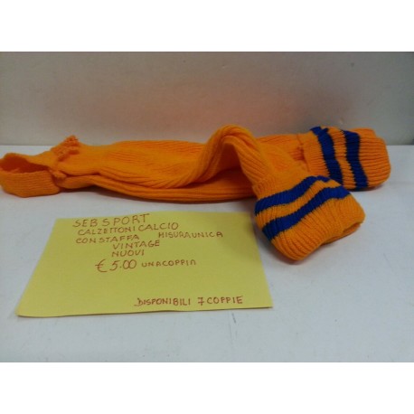 Calzettoni Calcio con staffa taglia unica  Coppia Arancione Seb Sport Vintage