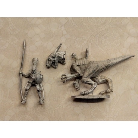 Dark Elf on Saurus Cavalry (Spear) Grenadier 1994 Miniature Fantasy (-1)