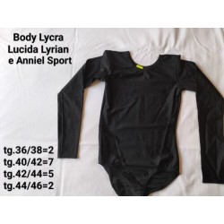 Body Lycra Lucido Nero Manica Lunga Taglia 40-42 Lyrian