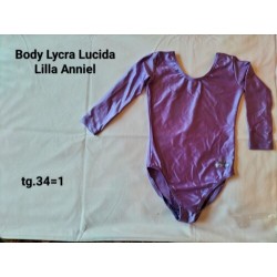 Body Lycra Lucido Lilla Manica 3/4 Taglia 34 Anniel 