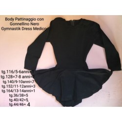 Body Pattinaggio Gonnellino Nero TG164 Medicobri Gimnastik Dress Vintage New