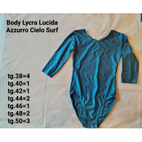 Body Lycra Lucido Azzurro Cielo Manica 3/4 Taglia 44 Surf