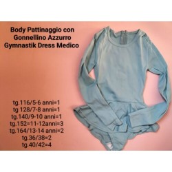 Body Pattinaggio Gonnellino Azzurro Tg36 Medicobri Gimnastik Dress Vintage Nuovo