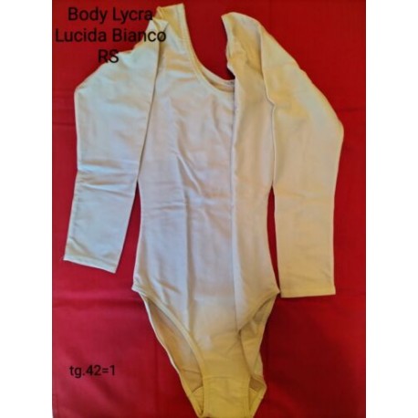 Body Lycra Lucido Bianco Manica 3/4 Taglia 42 RS