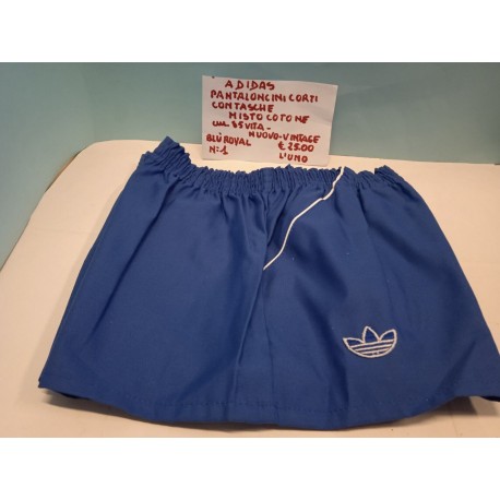 Pantaloncini Tennis di Cotone Blu Royal Tg M Girovita 85 cm Adidas Vintage Nuovi