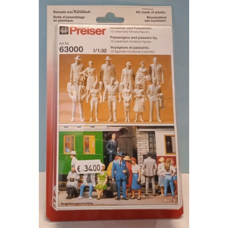 Passeggeri e Passanti Art 63000 Figuren n 12  Scala 1/32 Preiser