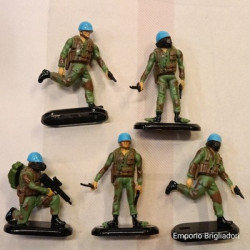 Britains Bundle 5 Soldati Inglesi Caschi Blu ONU 1/32 Base in Metallo 1992 Z