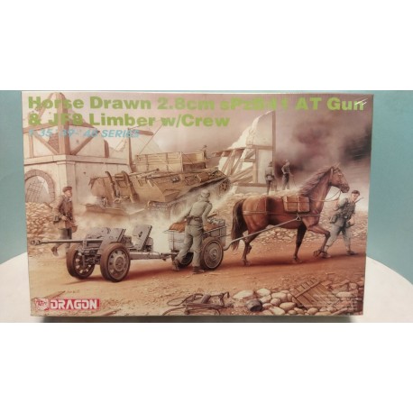 Horse Drawn 2.8cm sPzB41 AT Gun Limber w/Crew Model Plastic Kit Cod 6079 Dragon