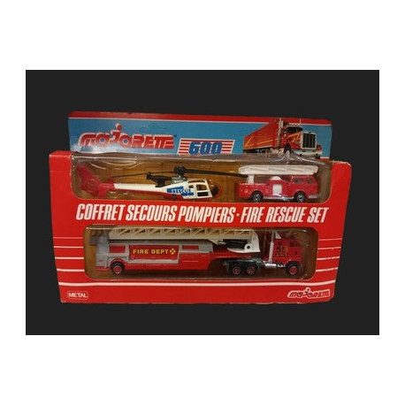 MAJORETTE COFFRET SECOURS POMPIERS FIRE RESCUE SET 600-960 vintage