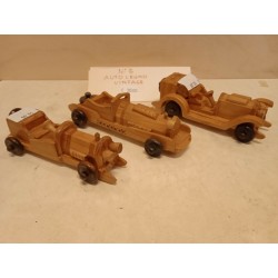 3 Auto Legno da Corsa in Legno Vintage