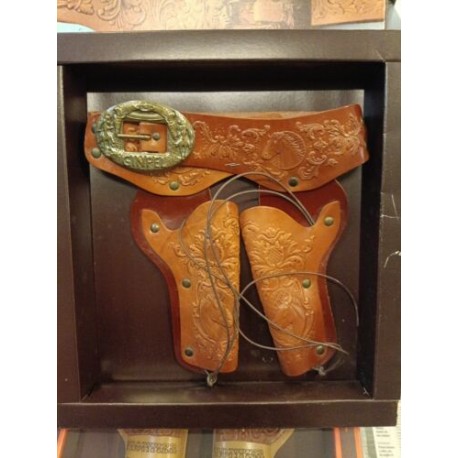 FAR WEST RELIEF HORSE CINTURONE WEST DOPPIO CUOIO PER RAGAZZI  - Vintage Ginpel