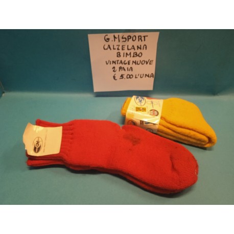 Calze Stock 2 paia caviglia piede tg 33-36 Lana-Spugna Rosso e Giallo GM Vintage