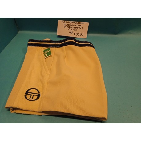 Calzoncini Beige tg 44 Poliestere Sergio Tacchini Tennis  '70-80 Nuovo Vintage