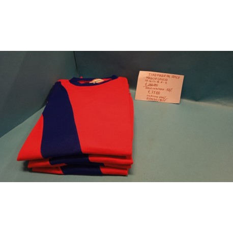 Maglie Calcio Stock 6 pezzi Rosso e blu con numeri dietro taglia L'70-80 Vintage