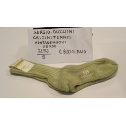 Calzini di Spugna Acrilico Verde Tennis Sergio Tacchini 32-34 '70-80 Vintage