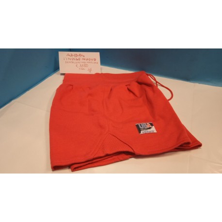 Pantaloncino di Maglina di Cotone Rosso Tg. 46 Adidas '70-80 Vintage Nuovo