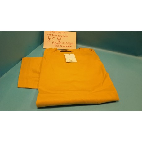 Maglia Mezza Manica Fred Perry con stampa sul retro Senape '70-80 Vintage Nuovo