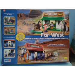 Far West Quartier generale 70 pezzi Playset con personaggi-cavalli RSTA Vintage