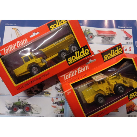 Bundle Volvo : Due Veicoli Ruspa e Dumper Toner Gam Die Cast Metal Solido '74