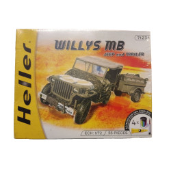 US Jeep Willys MB w. Trailer WW2  - 1/72 Heller plastic model kit