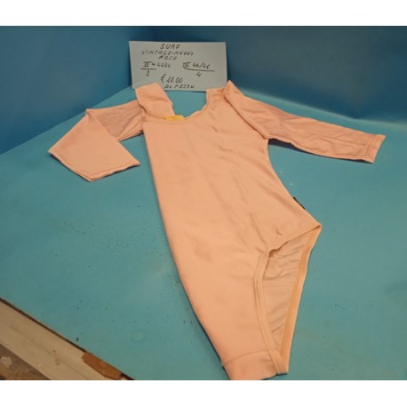 Body Lycra Rosa chiaro Manica Lunga Surf TG 42-44 '70-80 Vintage Nuovo