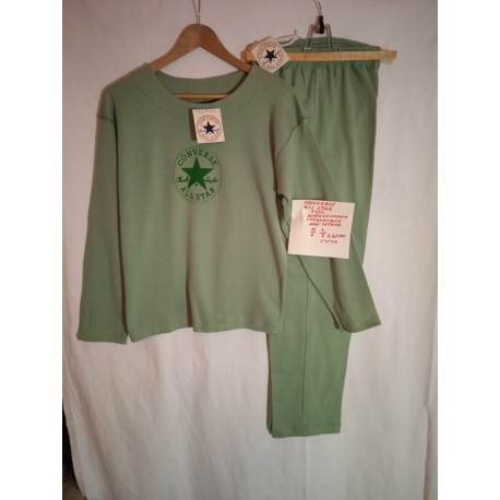 Tuta Cotone Verde  Calzone Lungo e Maglia Tg L Converse All Star  '70-80 Vintage