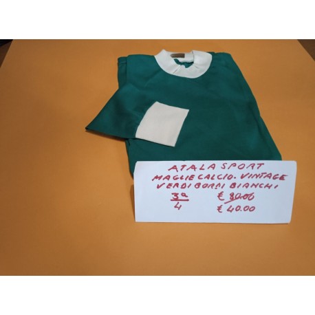 Set 4 pezzi Maglie Calcio Verde bordo bianco  Atalasport Tg 44-4 '80 Vintage